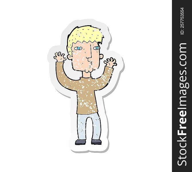 Retro Distressed Sticker Of A Cartoon Anxious Man