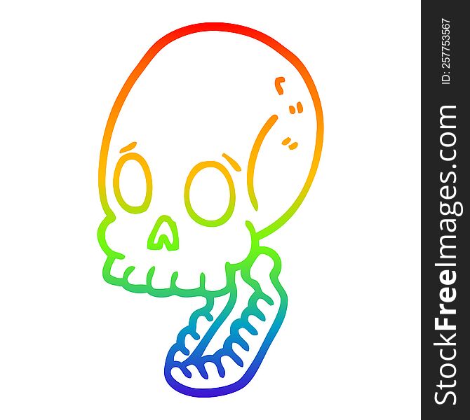 Rainbow Gradient Line Drawing Cartoon Skull
