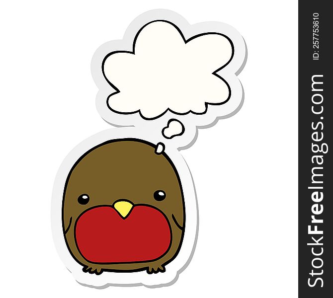 cute cartoon penguin with thought bubble as a printed sticker