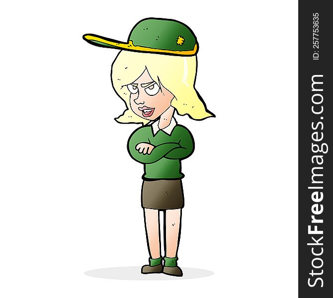 Cartoon Woman In Uniform