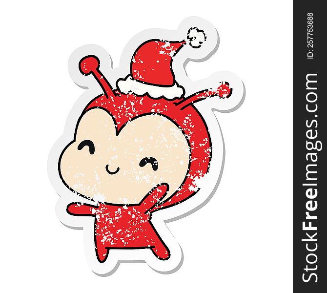 Christmas Distressed Sticker Cartoon Of Kawaii Lady Bug