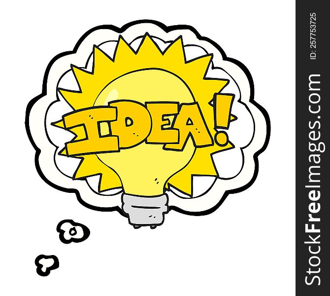 freehand drawn thought bubble cartoon idea light bulb symbol