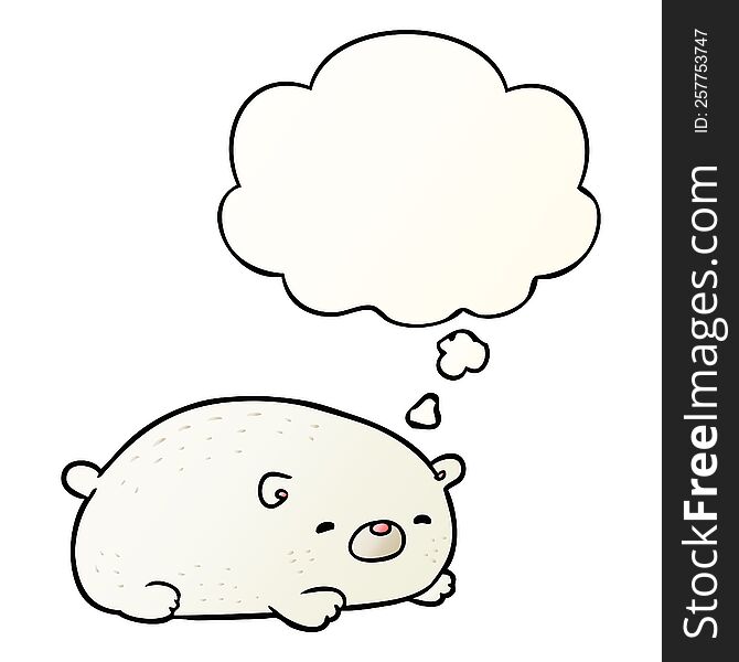 Cartoon Polar Bear And Thought Bubble In Smooth Gradient Style