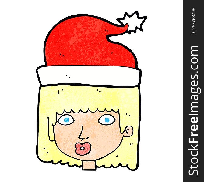 cartoon woman wearing santa hat