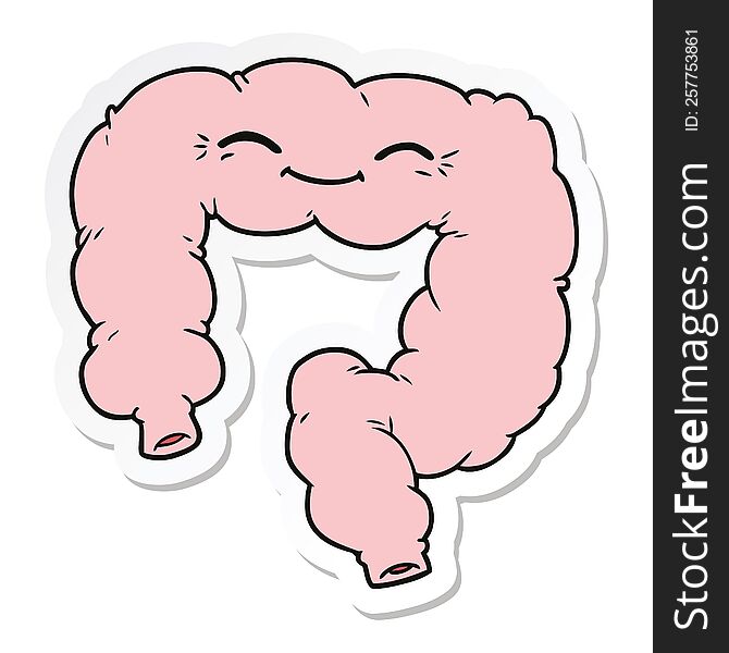 sticker of a cartoon happy colon