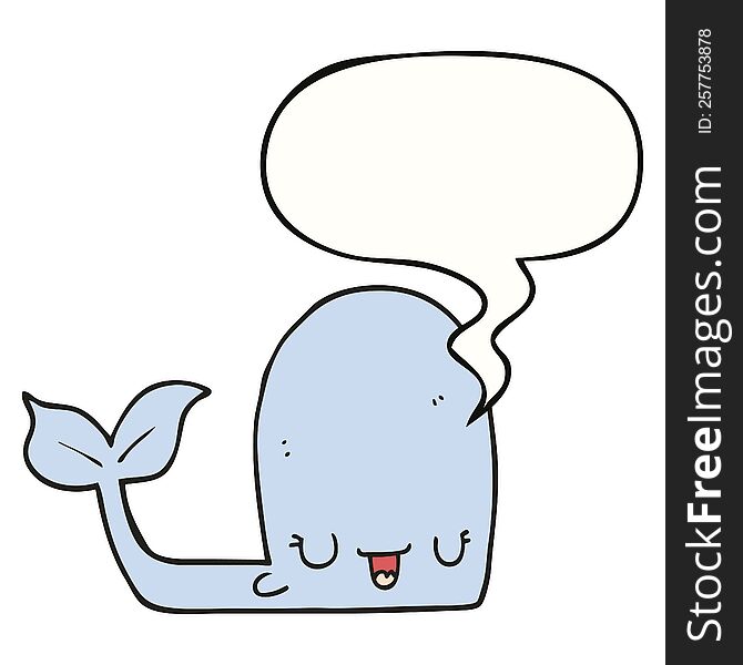Cartoon Happy Whale And Speech Bubble