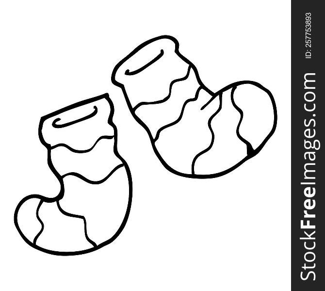 line drawing cartoon striped socks