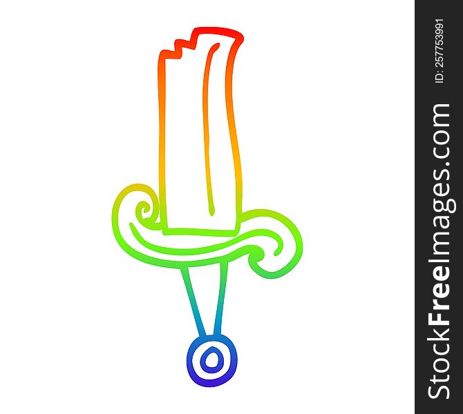 rainbow gradient line drawing of a cartoon jeweled sword