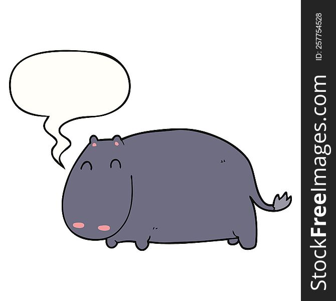 Cartoon Hippo And Speech Bubble