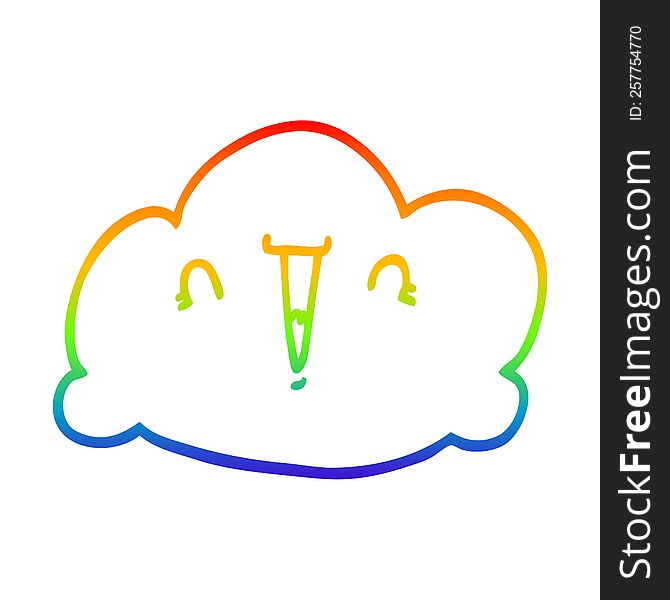 Rainbow Gradient Line Drawing Cartoon Cloud