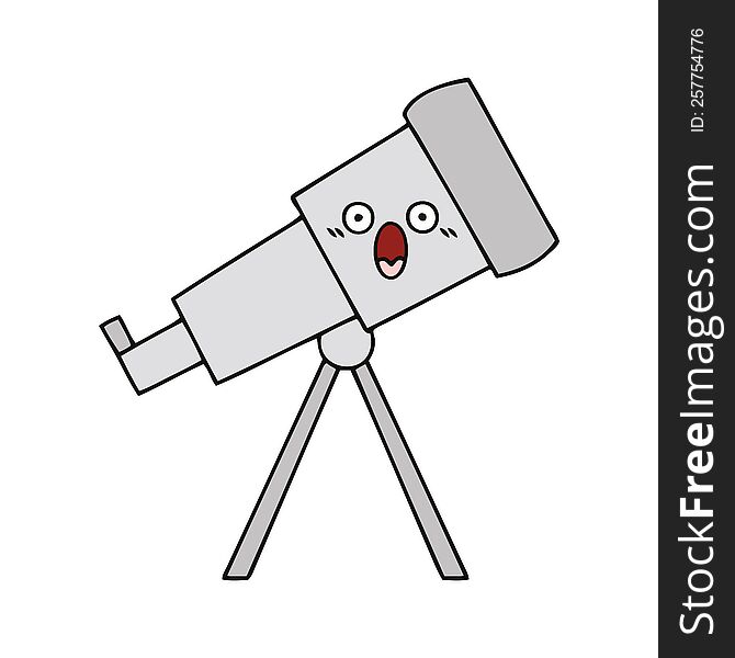 Cute Cartoon Telescope