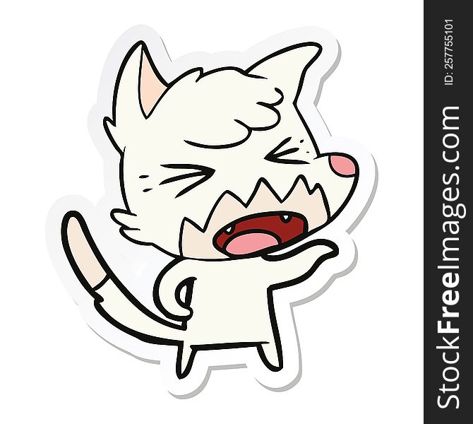 sticker of a angry cartoon fox