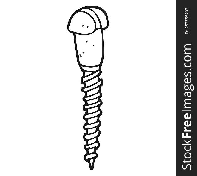 freehand drawn black and white cartoon screw