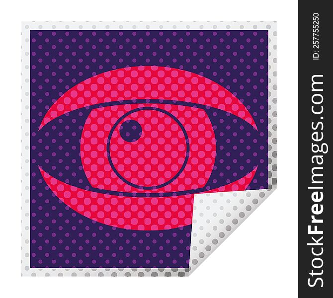 staring eye graphic vector square peeling sticker. staring eye graphic vector square peeling sticker