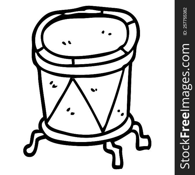 line drawing cartoon drum on stand