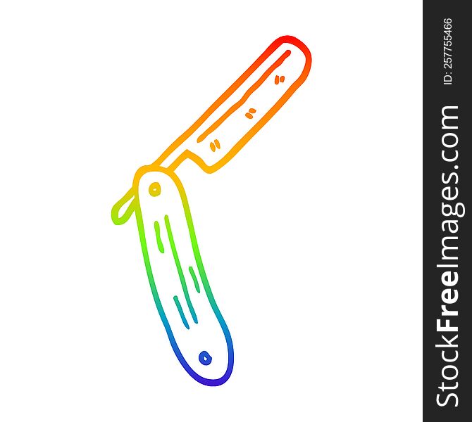 Rainbow Gradient Line Drawing Cartoon Old Style Razor