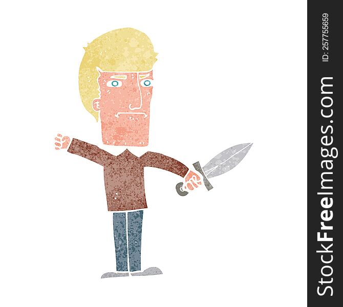 cartoon man with knife