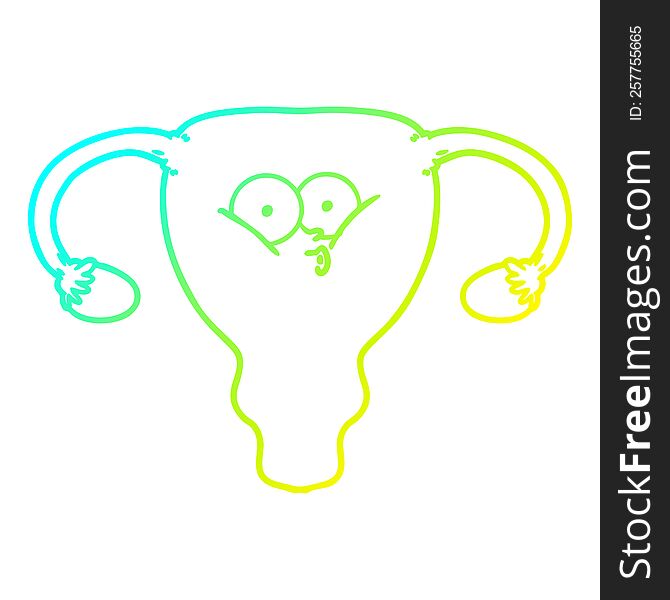 Cold Gradient Line Drawing Cartoon Uterus