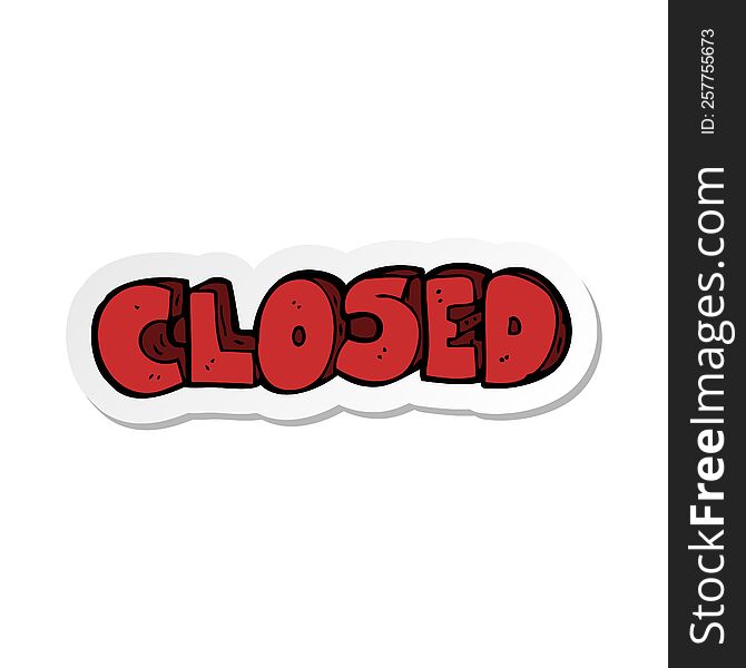 sticker of a cartoon closed symbol