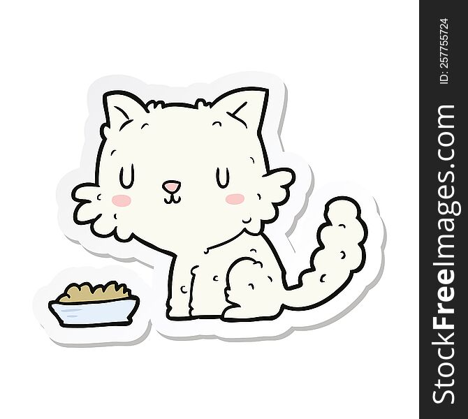 sticker of a cartoon cat and food