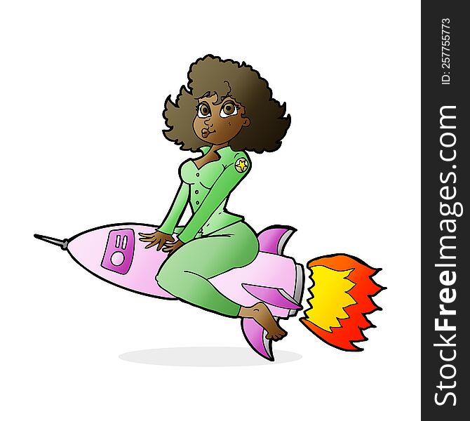 Cartoon Army Pin Up Girl Riding Missile