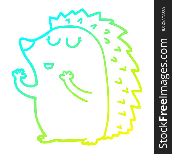 cold gradient line drawing of a cartoon hedgehog