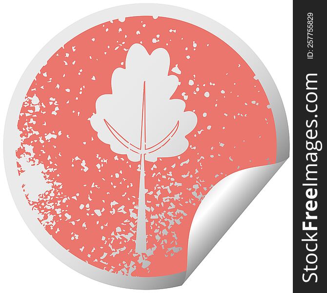 distressed circular peeling sticker quirky symbol tree. distressed circular peeling sticker quirky symbol tree
