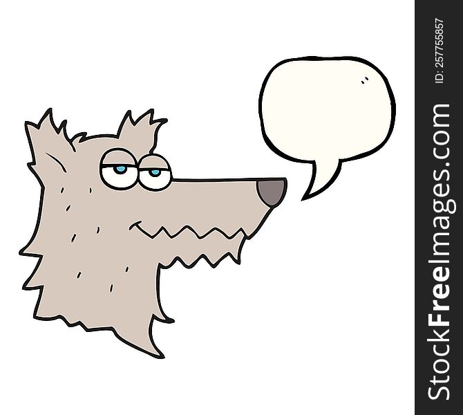 freehand drawn speech bubble cartoon wolf head