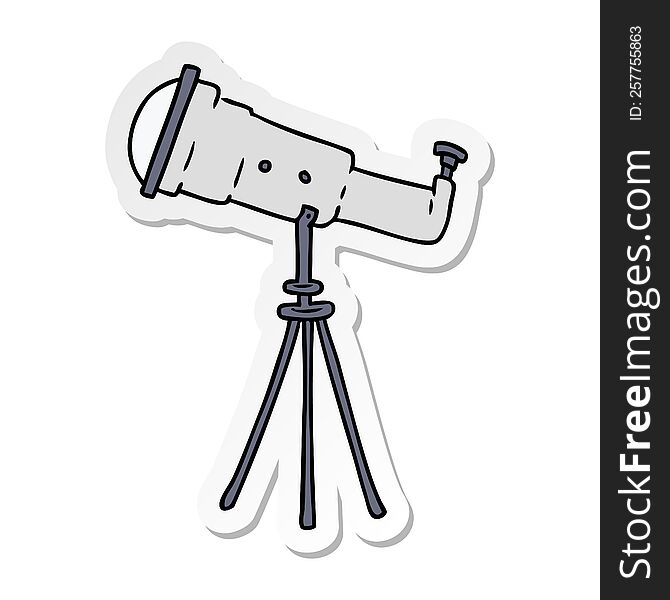 hand drawn sticker cartoon doodle of a large telescope