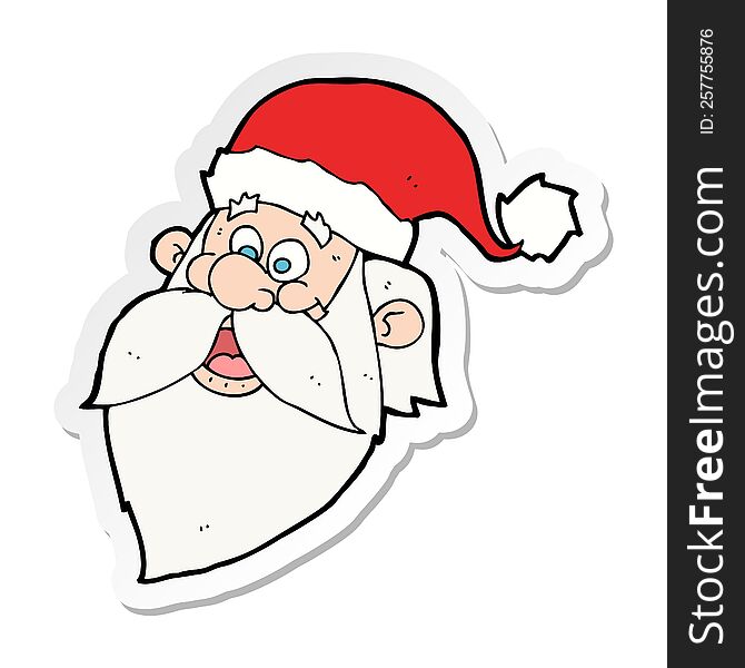 sticker of a cartoon jolly santa claus face