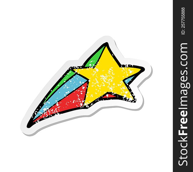 distressed sticker of a shooting star decorative cartoon