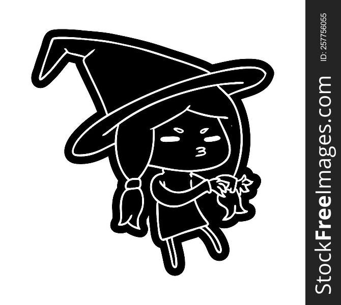 Cartoon Icon Of A Cute Witch Kawaii Girl