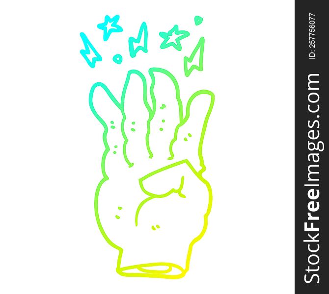 Cold Gradient Line Drawing Cartoon Spooky Magic Hand