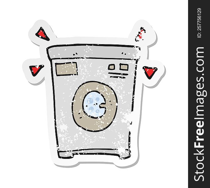 retro distressed sticker of a cartoon washing machine