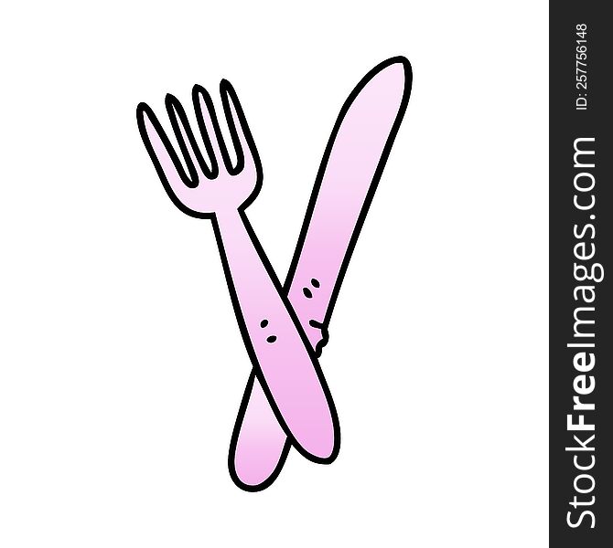 Quirky Gradient Shaded Cartoon Cutlery