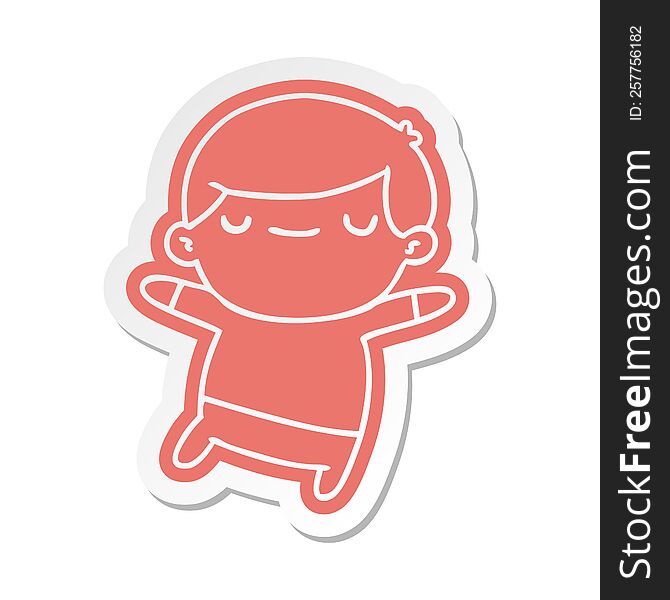 Cartoon Sticker Of A Kawaii Cute Boy