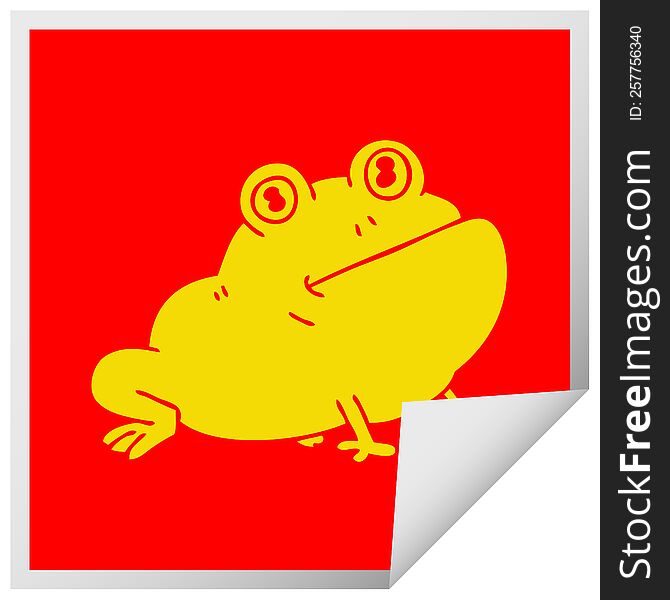 Quirky Square Peeling Sticker Cartoon Frog