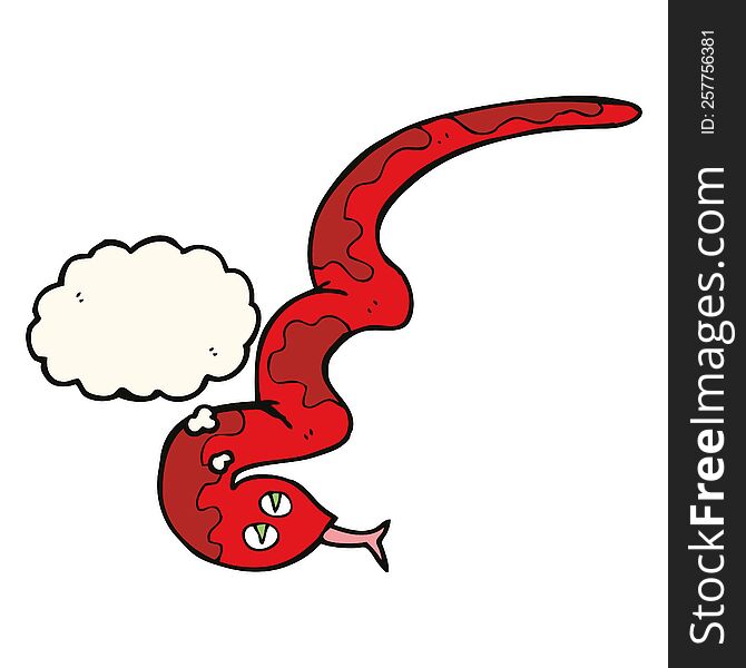 Cartoon Hissing Snake With Thought Bubble
