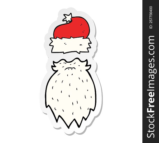 Sticker Of A Cartoon Santa Hat And Beard