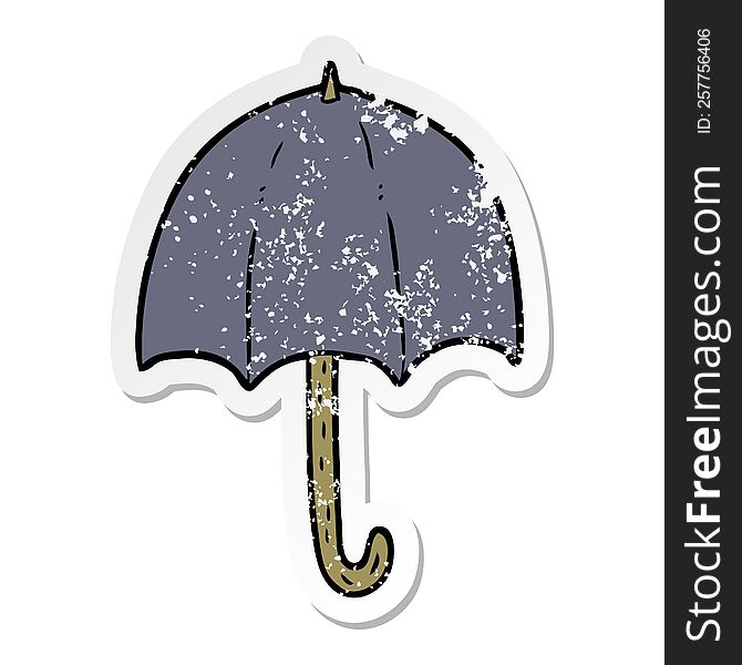 Distressed Sticker Of A Cartoon Umbrella