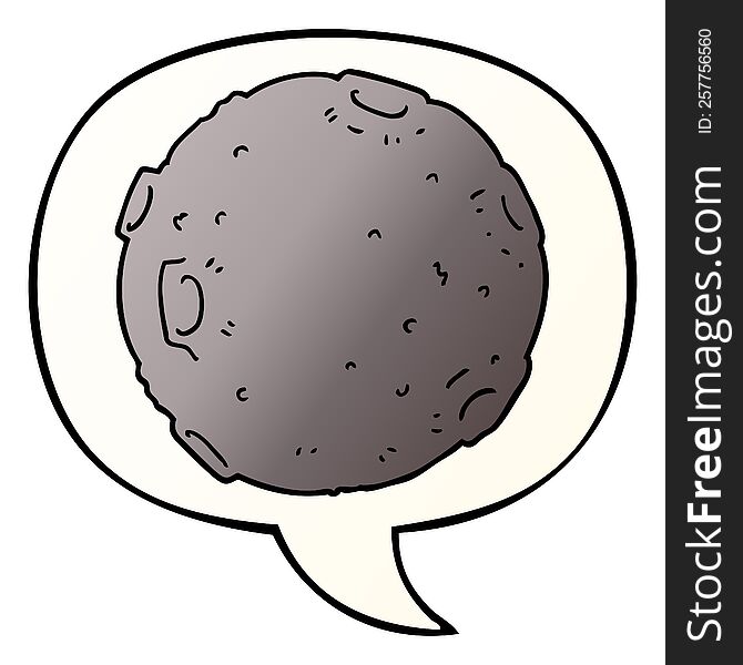 cartoon moon with speech bubble in smooth gradient style