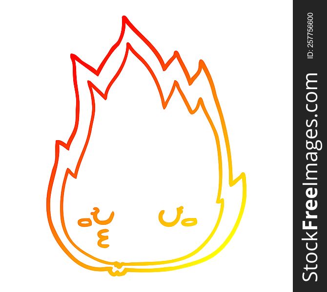 Warm Gradient Line Drawing Cute Cartoon Fire