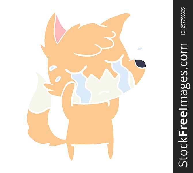Crying Fox Flat Color Style Cartoon