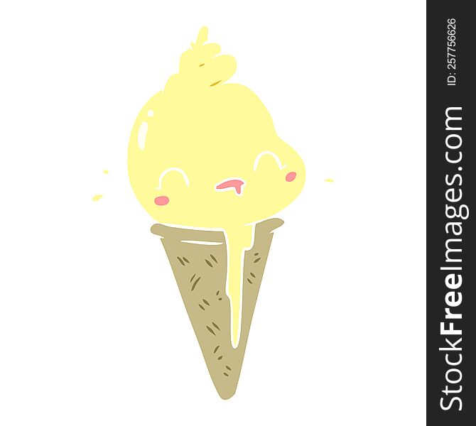 Cute Flat Color Style Cartoon Ice Cream