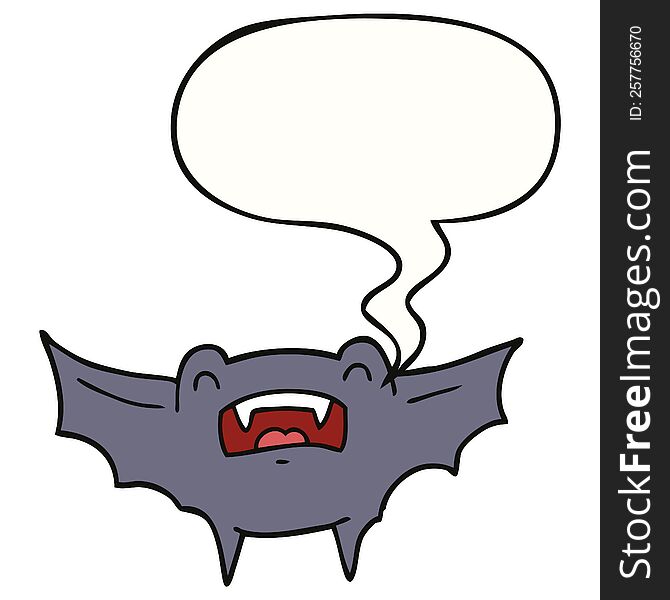 Cartoon Vampire Bat And Speech Bubble