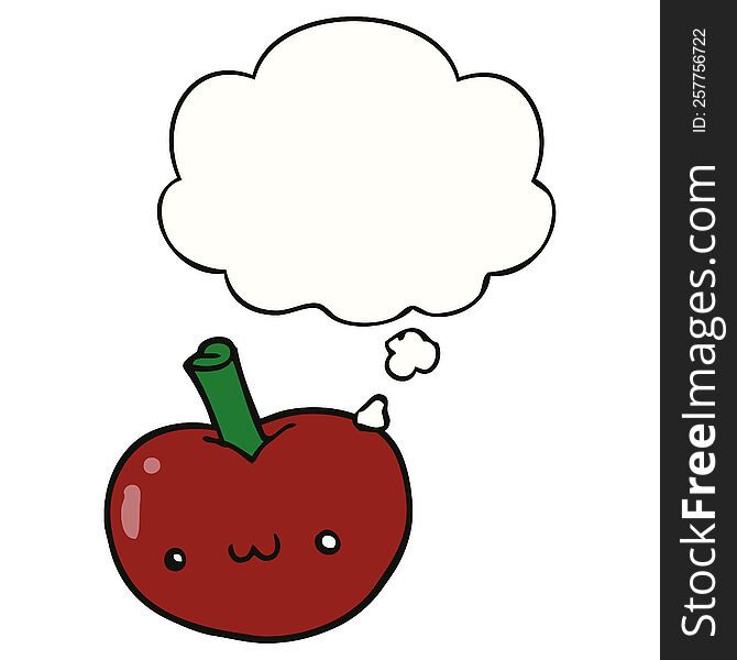 Cartoon Apple And Thought Bubble