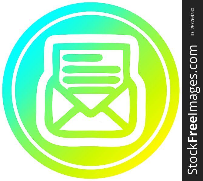 envelope letter circular icon with cool gradient finish. envelope letter circular icon with cool gradient finish