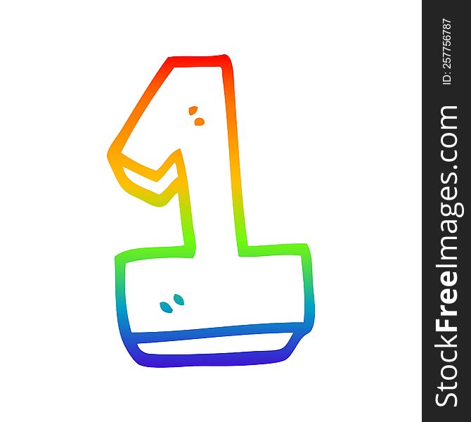 rainbow gradient line drawing cartoon number one