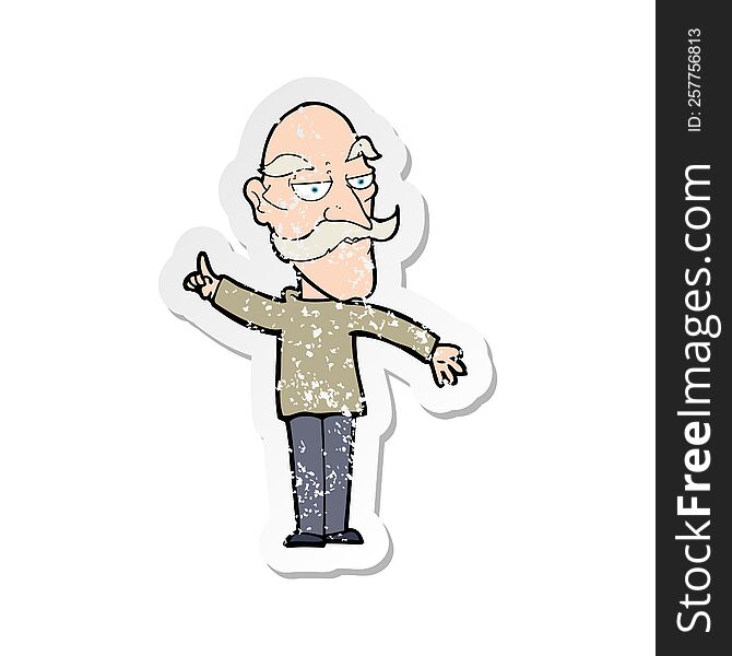 retro distressed sticker of a cartoon old man telling story