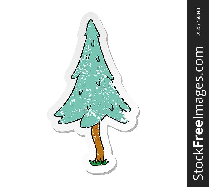 distressed sticker cartoon doodle of woodland pine trees